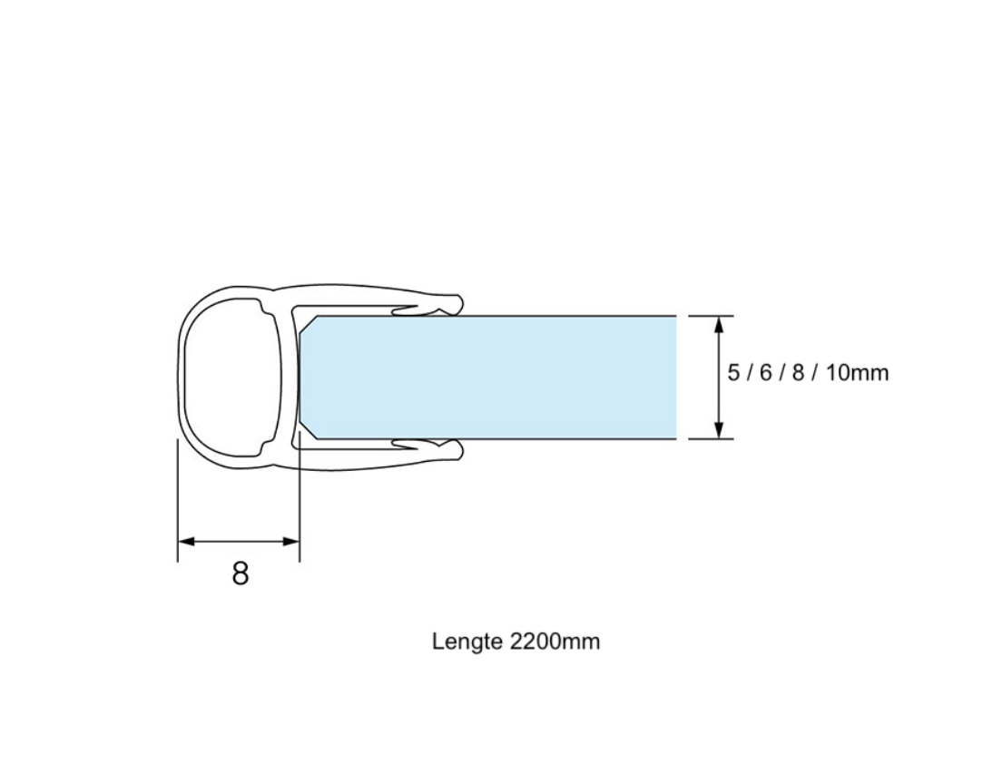 Afdichtprofiel met bol voor 8 mm - Afbeelding 2